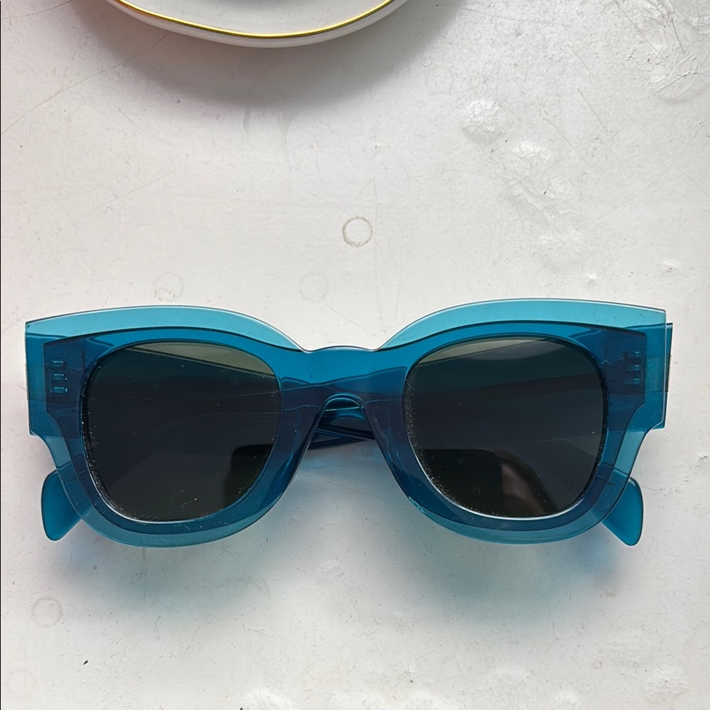 Celine Blue Sunglasses with Bold Chunky Design and Dark Lenses